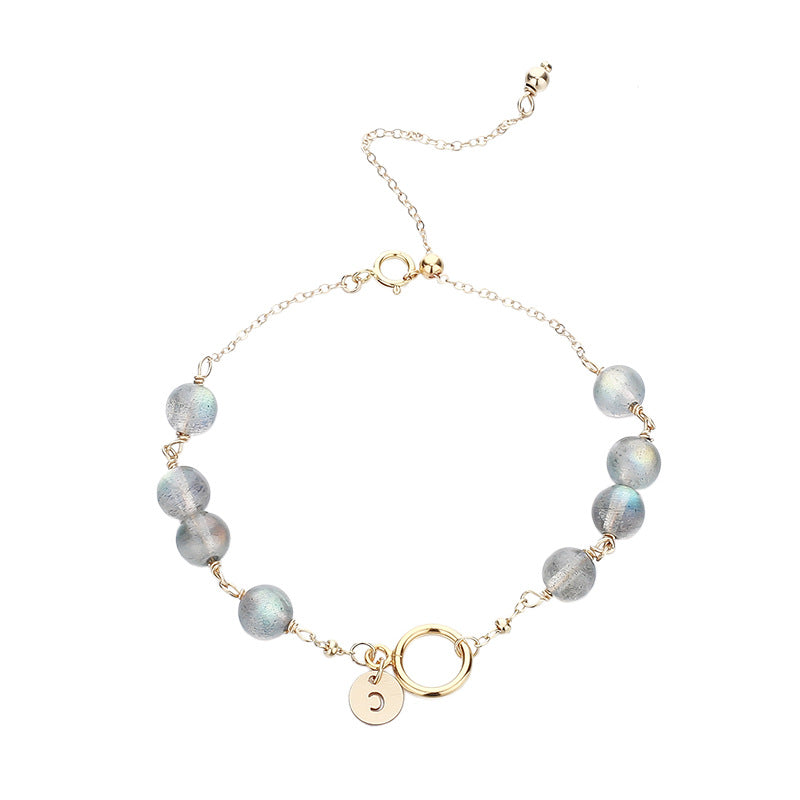 Strawberry Gold Crystal Aquamarine Bracelet.