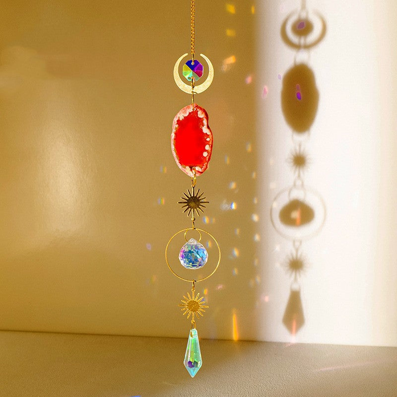 Natural Colorful Agate Slices Sun Catcher Pendant - Crystalbloomaromatics