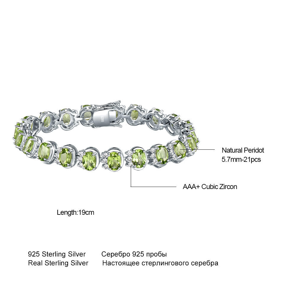 Sterling Silver Natural Peridot Bracelet Wedding Gemstones - Crystalbloomaromatics