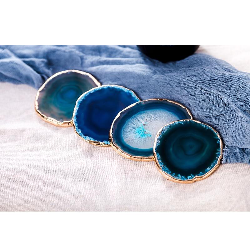 Natural rough stone agate piece coaster, showcasing the raw beauty of agate. Crafted from natural stone, each coaster is a unique piece of art, adding a touch of earthy elegance to your home decor - Crystalbloomaromatics