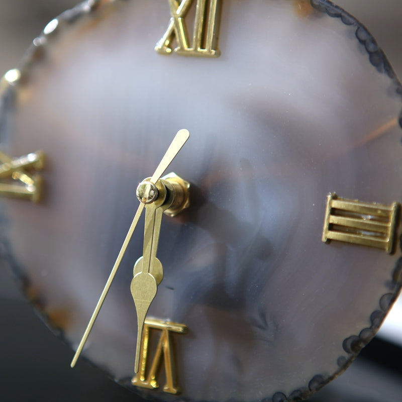 Golden Agate Stone Clock Decoration Fashion Living Room Model Room - Crystalbloomaromatics