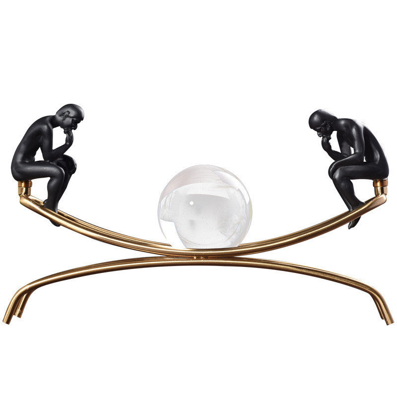European Modern Light Luxury Crystal Ball Thinker Metal Crafts