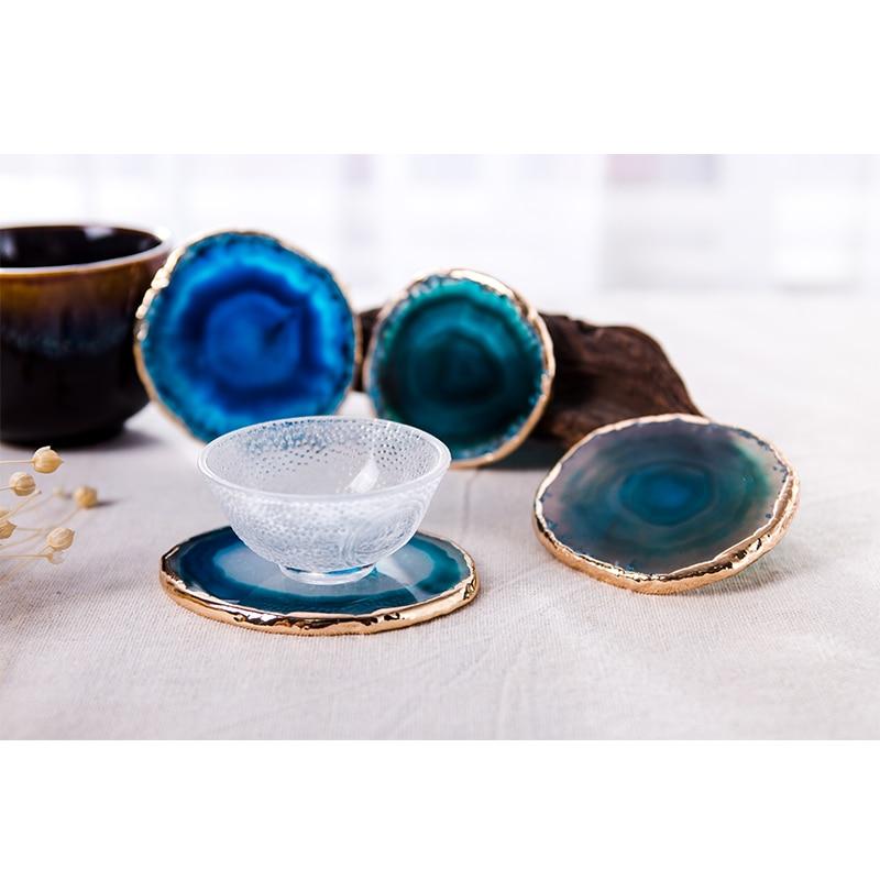 Natural rough stone agate piece coaster, showcasing the raw beauty of agate. Crafted from natural stone, each coaster is a unique piece of art, adding a touch of earthy elegance to your home decor - Crystalbloomaromatics