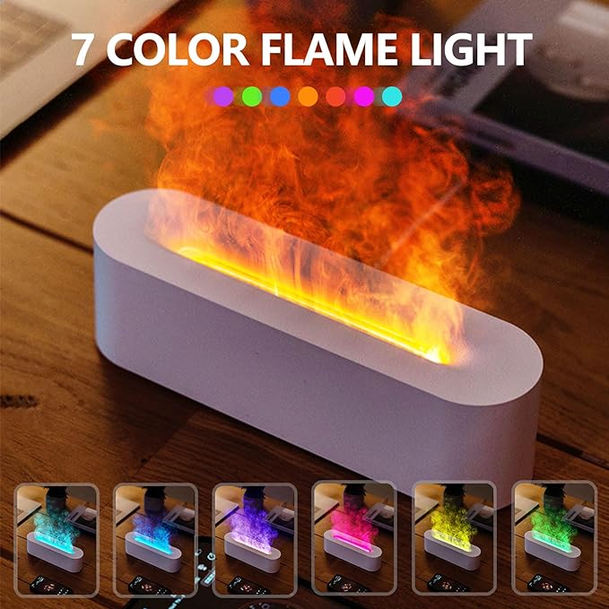 Flame Essential Oil Diffusers, Upgrade 7 Colour Lights Aromatherapy Diffuser, Oil Diffuser, Air Humidifier, Aroma Diffusers For Home, Bedroom, Office, Yoga, Timer & Waterless Auto Off 150ml - Crystalbloomaromatics