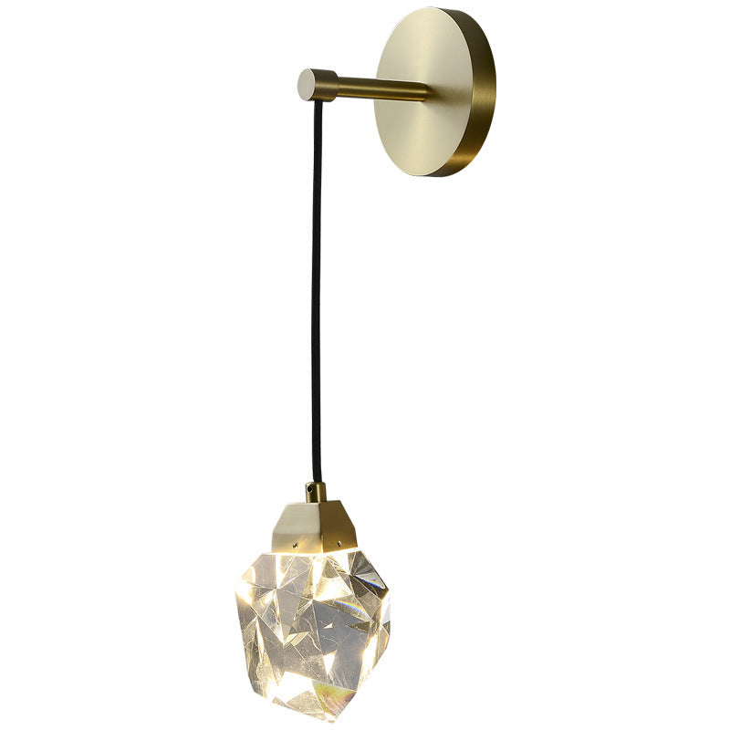 Light Luxury Crystal Modern Living Room Background Copper Wall Lamp, "Illuminate your modern living space with our Light Luxury Crystal Copper Wall Lamp, - Crystalbloomaromatics