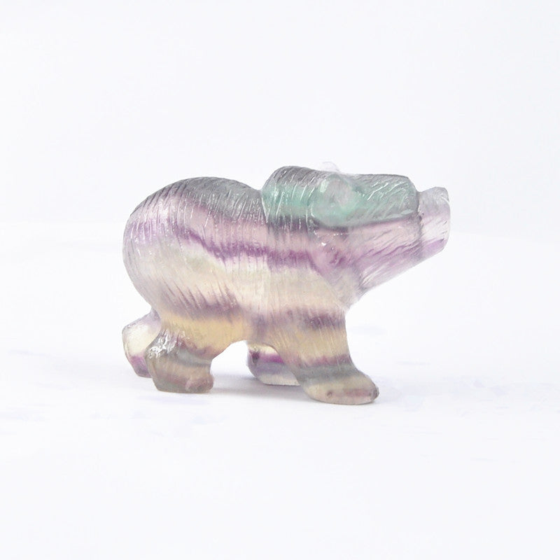 Classic Crystal Polar Bear Crafts,"Embrace the enchanting allure of our 'Natural Colorful Fluorite Frosted Carved Polar Bear,' each piece uniquely textured, adding a touch of nature's whimsy to your collection..