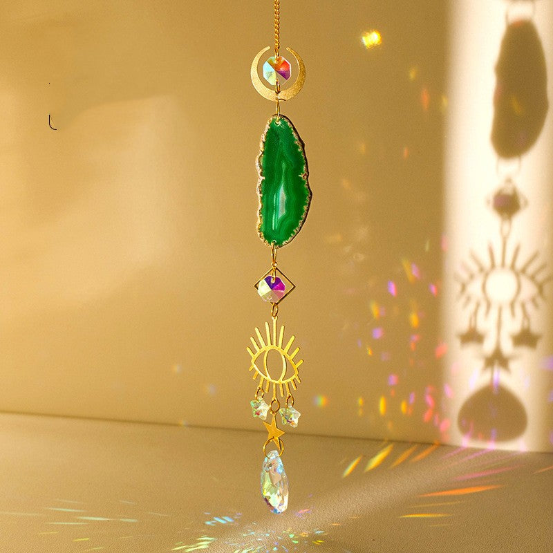 Natural Colorful Agate Slices Sun Catcher Pendant - Crystalbloomaromatics