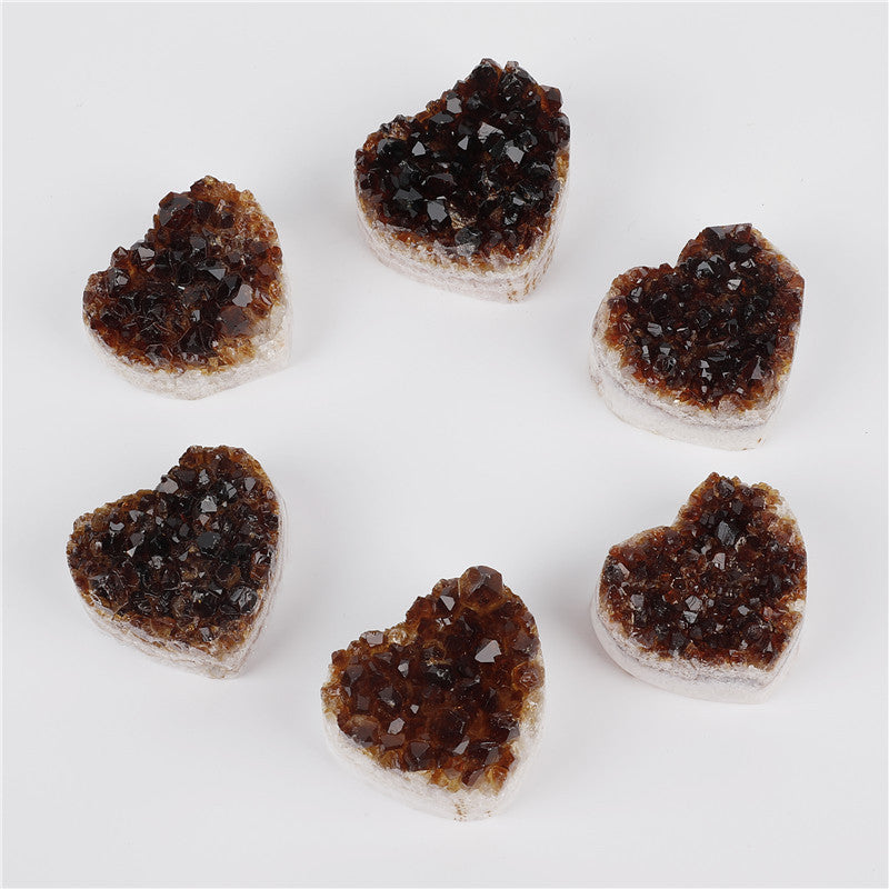 Natural Topaz QUARTZ Cluster Crystal Heart-shaped Crafts - Crystalbloomaromatics