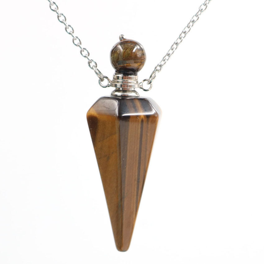 Natural crystal hexagon cone bottle pendant necklace female fashion OL refined oil bottle collar accessories