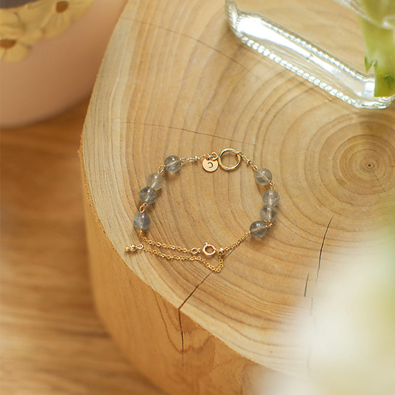 Strawberry Gold Crystal Aquamarine Bracelet.