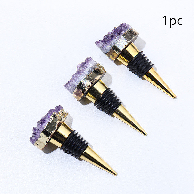 Natural Amethyst Crystal Wine Bottle Stopper.