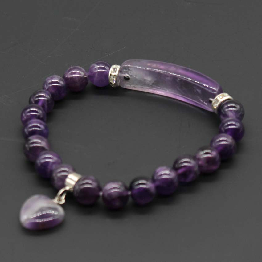 Love Pendant Natural Crystal Stone Bracelet Jewelry - Crystalbloomaromatics