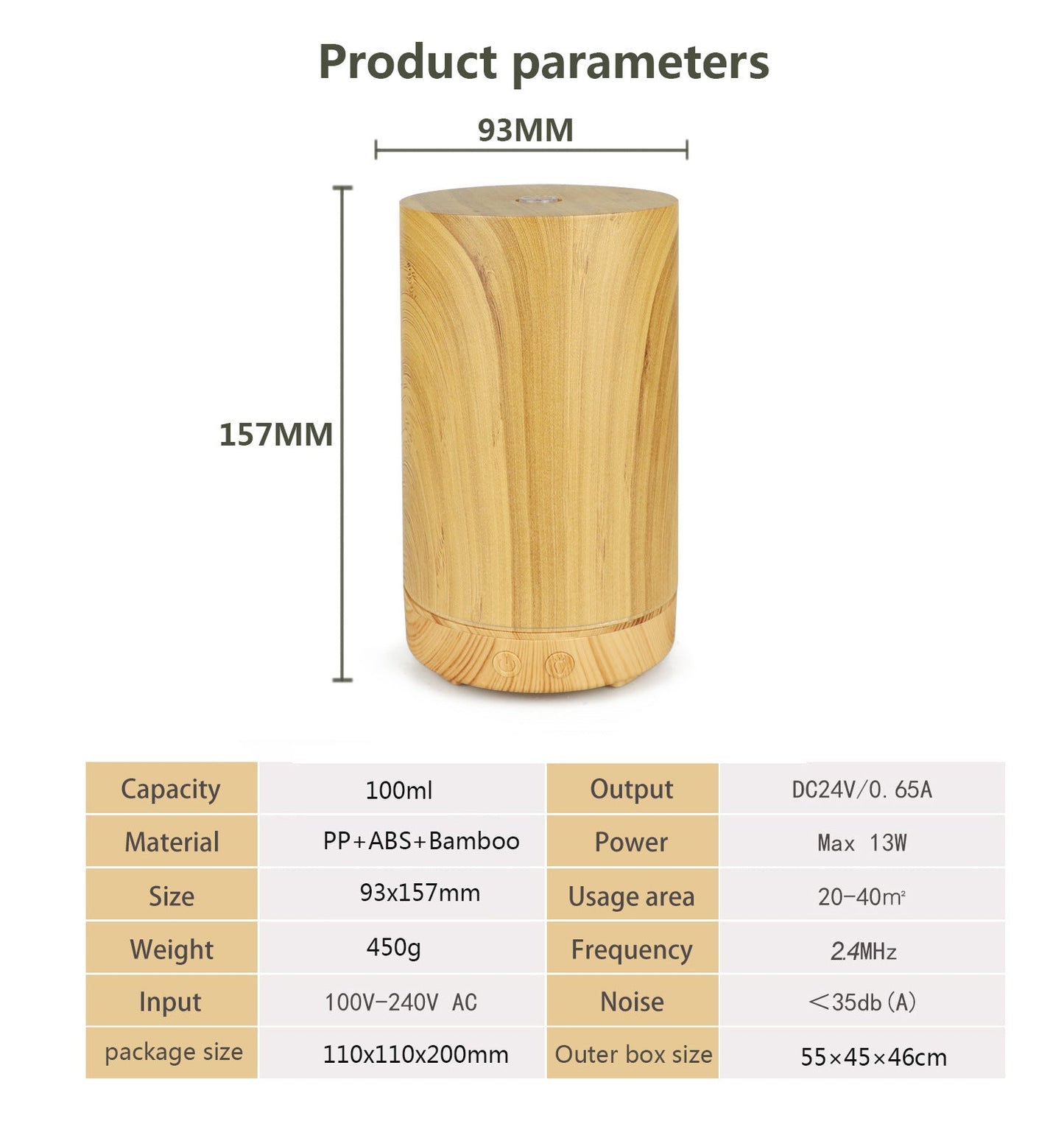 Creative 100ML Humidifier Wood Grain Aroma Diffuser - Crystalbloomaromatics
