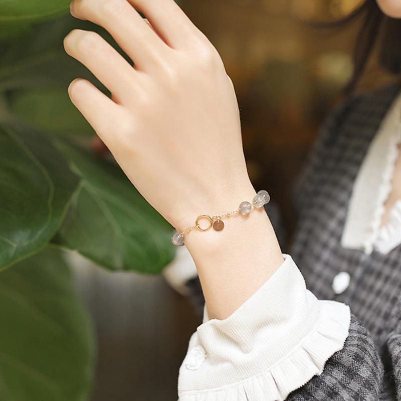 Strawberry Gold Crystal Aquamarine Bracelet.