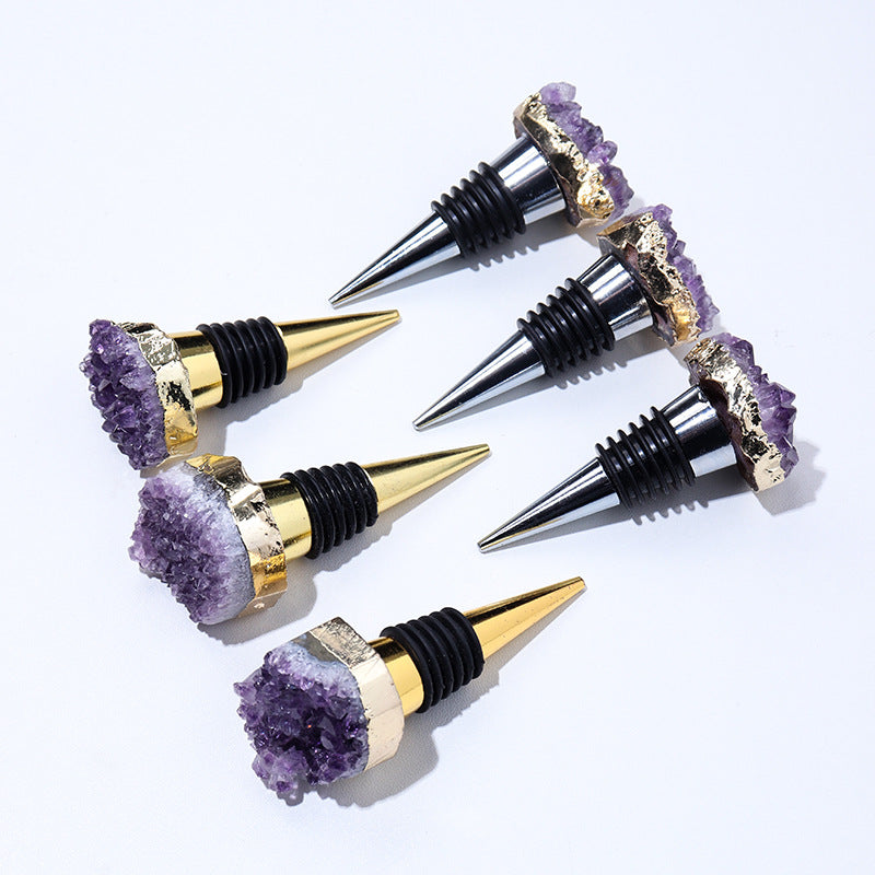 Natural Amethyst Crystal Wine Bottle Stopper.