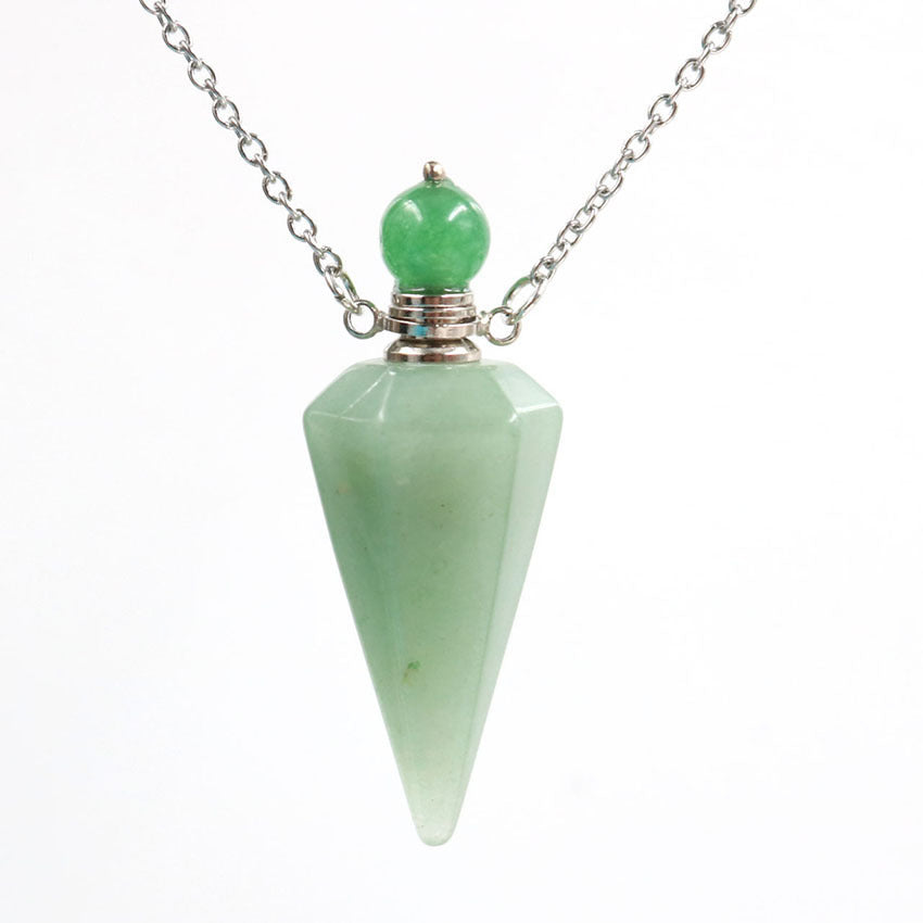 Natural crystal hexagon cone bottle pendant necklace female fashion OL refined oil bottle collar accessories
