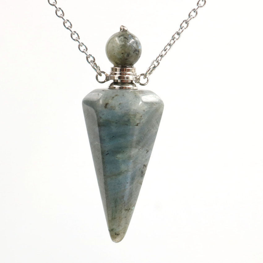 Natural crystal hexagon cone bottle pendant necklace female fashion OL refined oil bottle collar accessories