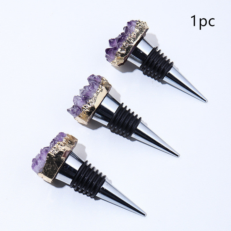 Natural Amethyst Crystal Wine Bottle Stopper.