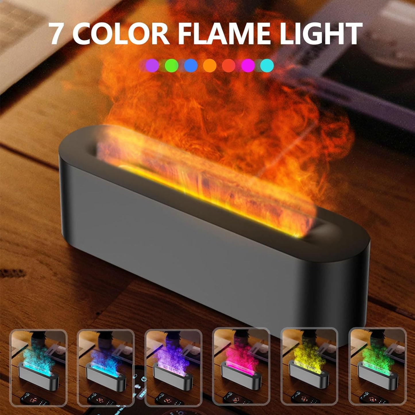 Flame Essential Oil Diffusers, Upgrade 7 Colour Lights Aromatherapy Diffuser, Oil Diffuser, Air Humidifier, Aroma Diffusers For Home, Bedroom, Office, Yoga, Timer & Waterless Auto Off 150ml - Crystalbloomaromatics