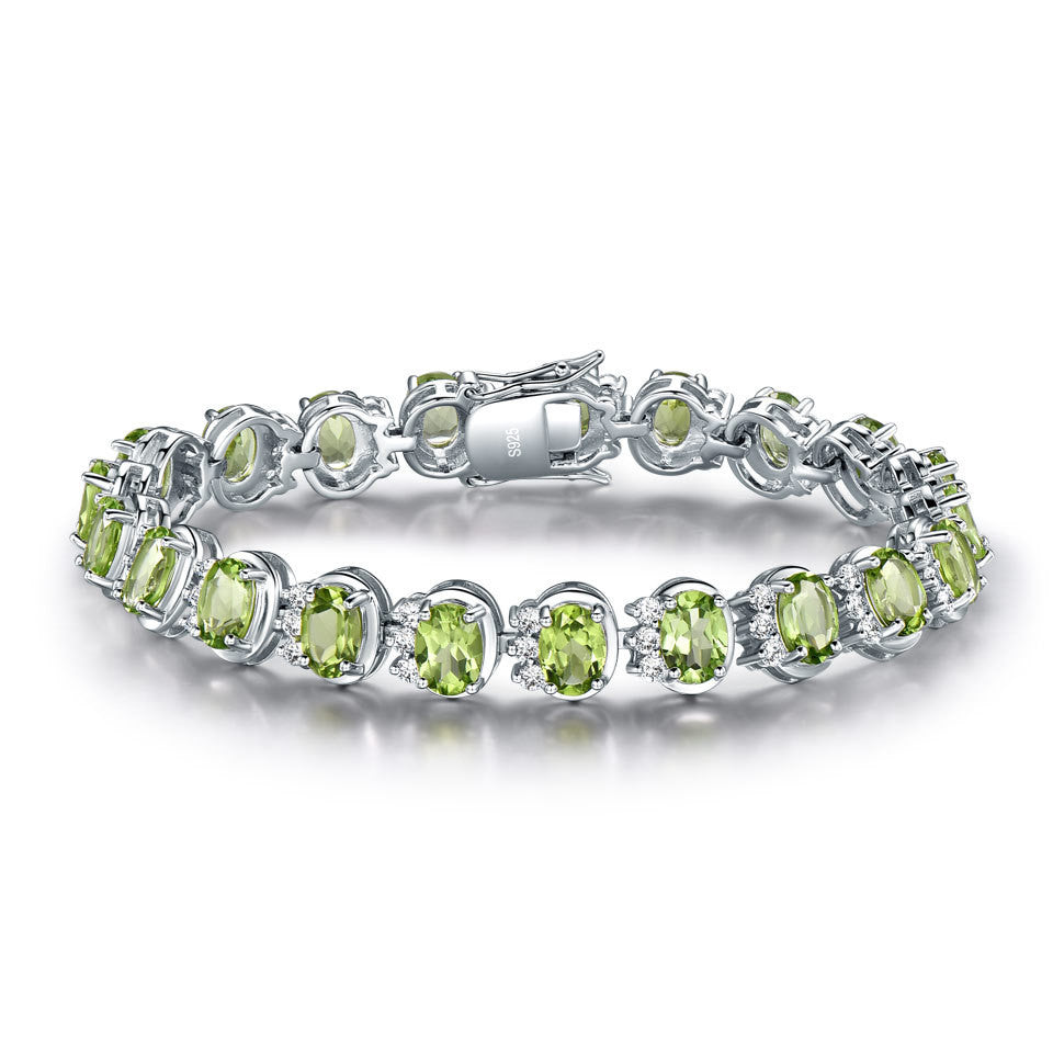 Sterling Silver Natural Peridot Bracelet Wedding Gemstones - Crystalbloomaromatics