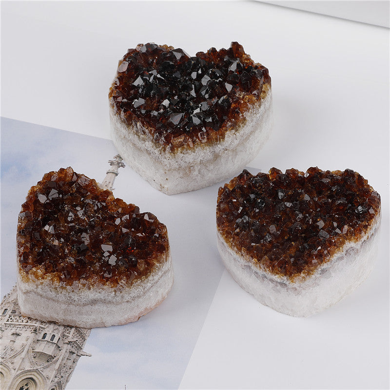 Natural Topaz QUARTZ Cluster Crystal Heart-shaped Crafts - Crystalbloomaromatics