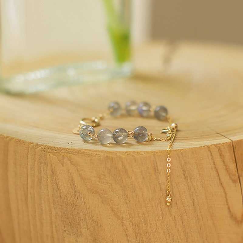 Strawberry Gold Crystal Aquamarine Bracelet.