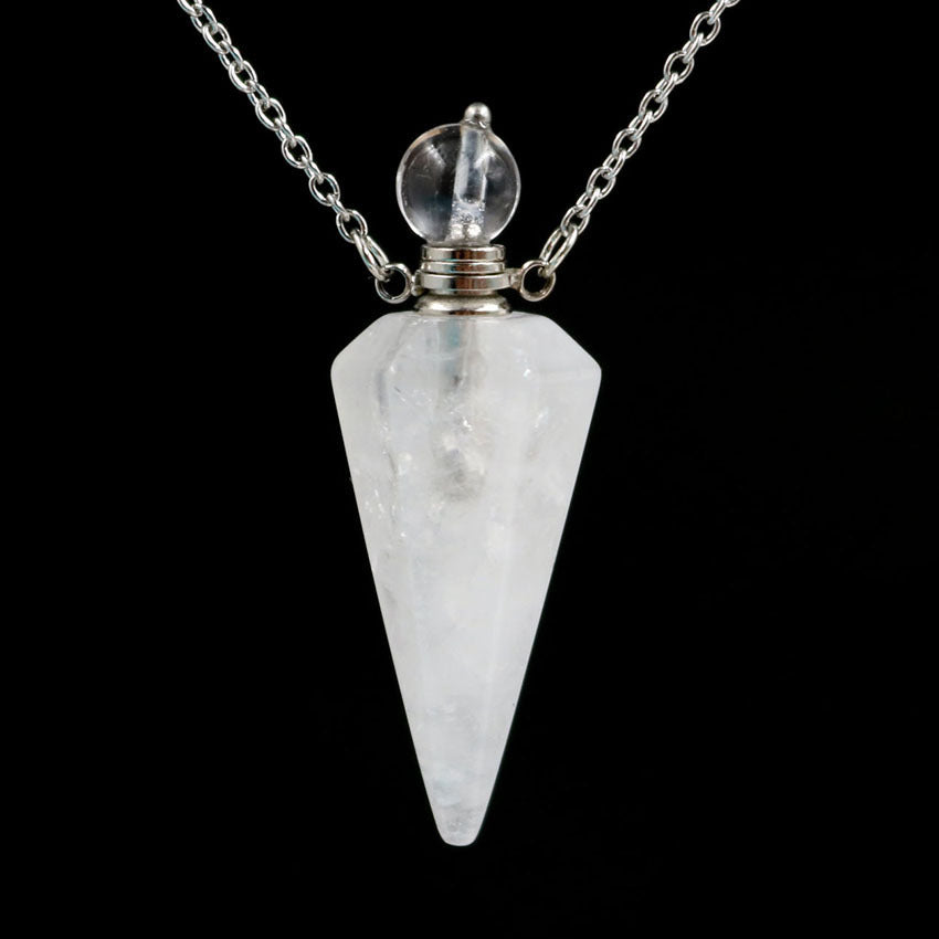 Natural crystal hexagon cone bottle pendant necklace female fashion OL refined oil bottle collar accessories
