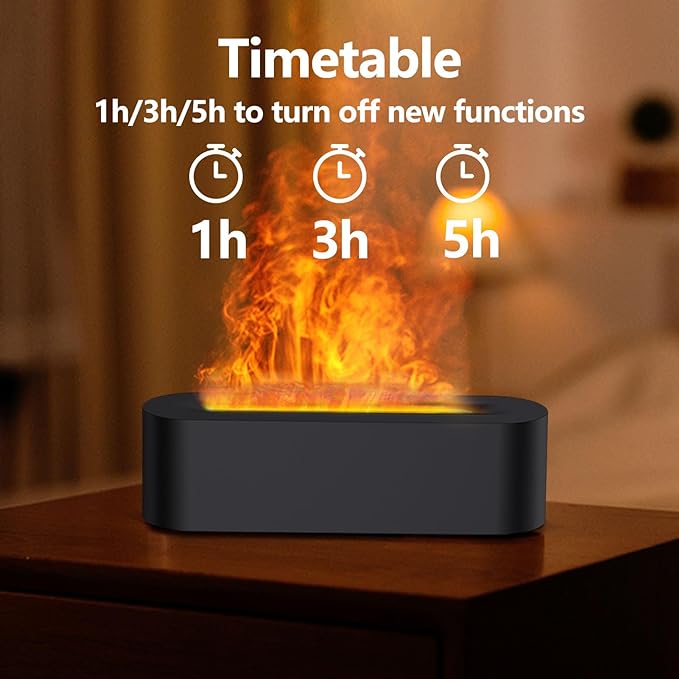 Flame Essential Oil Diffusers, Upgrade 7 Colour Lights Aromatherapy Diffuser, Oil Diffuser, Air Humidifier, Aroma Diffusers For Home, Bedroom, Office, Yoga, Timer & Waterless Auto Off 150ml - Crystalbloomaromatics