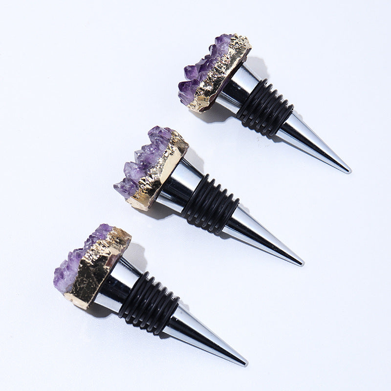 Natural Amethyst Crystal Wine Bottle Stopper.