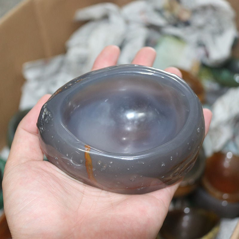 Home Crystal Agate Bowl Decoration, Crystal Agate Bowl Decoration, exuding elegance and sophistication. Crafted from natural agate, this exquisite piece adds a touch of timeless beauty to any room, making it a perfect accent for your living space." - Crystalbloomaromatics