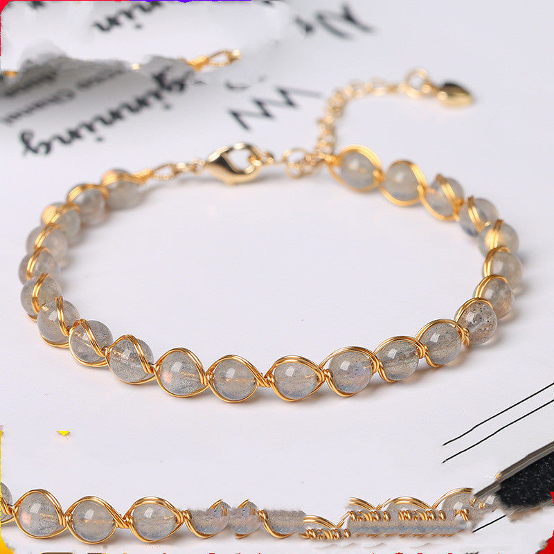 14K Gilded Winding Bracelet Crystal - CRYSTALOIL