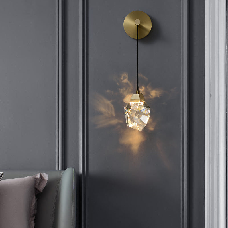 Light Luxury Crystal Modern Living Room Background Copper Wall Lamp, "Illuminate your modern living space with our Light Luxury Crystal Copper Wall Lamp, - Crystalbloomaromatics