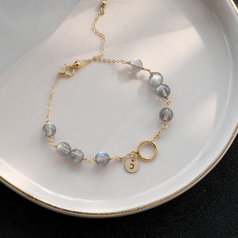 Strawberry Gold Crystal Aquamarine Bracelet.