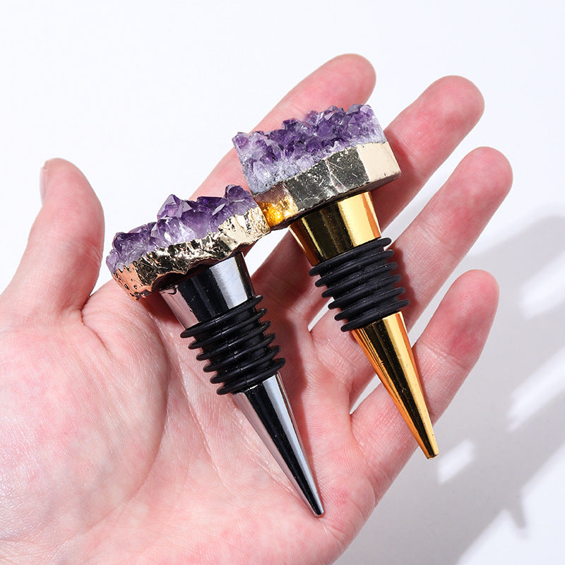 Natural Amethyst Crystal Wine Bottle Stopper.