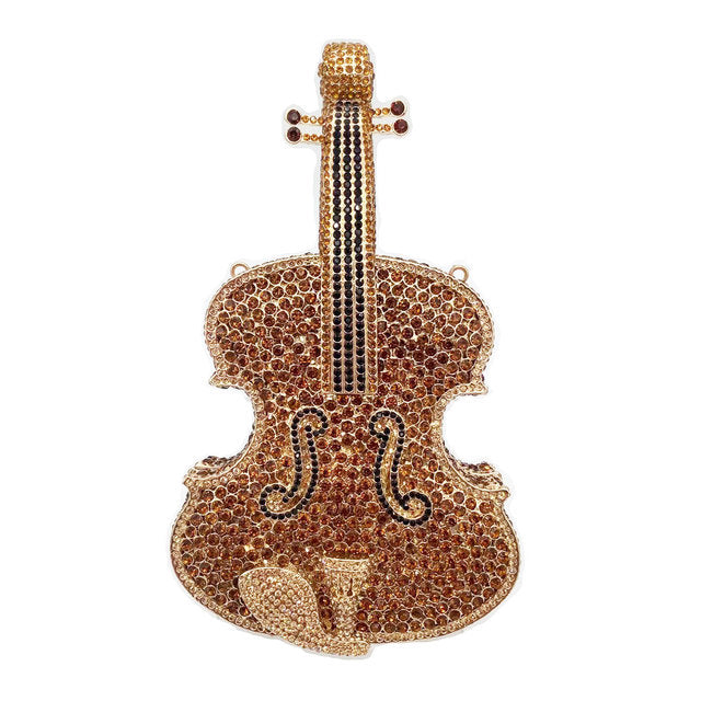 Amazing Luxury Violin Crystal Evening Bags Party Handbag, Amazing Crystal-Studded Luxury Violin Evening Bag: A Party Handbag Extraordinaire. - Crystalbloomaromatics