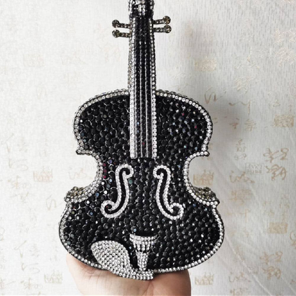 Amazing Luxury Violin Crystal Evening Bags Party Handbag, Amazing Crystal-Studded Luxury Violin Evening Bag: A Party Handbag Extraordinaire. - Crystalbloomaromatics