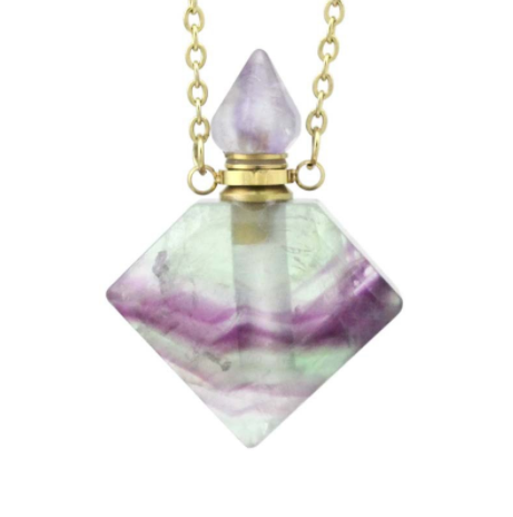 Natural Crystal Diamond Perfume Bottle Aromatherapy Bottle Necklace Pendant - CRYSTALOIL
