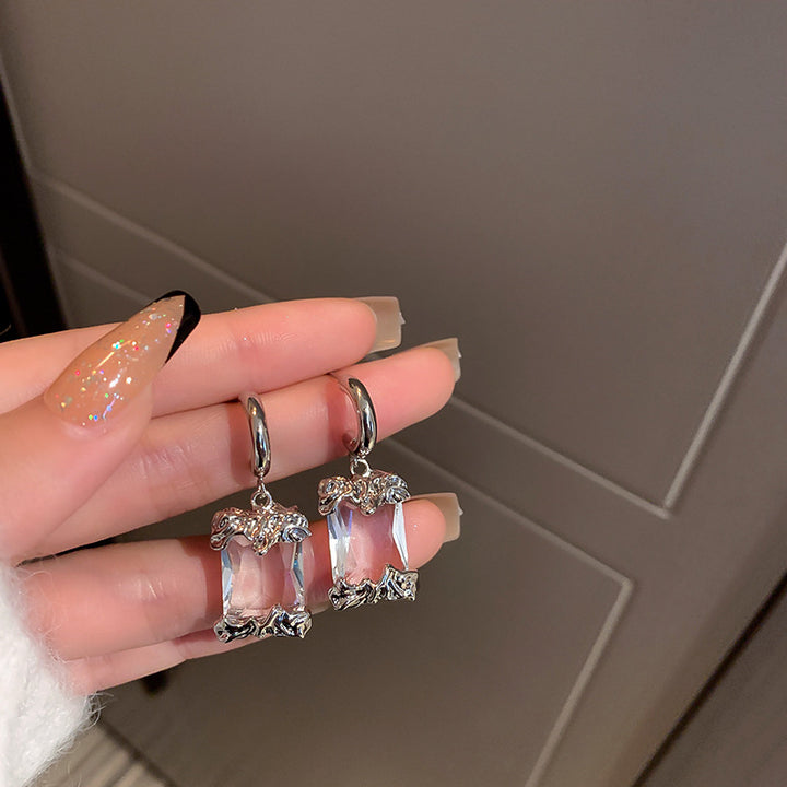 925 Silver Needle Light Luxury High Sense Crystal Earrings - CRYSTALOIL