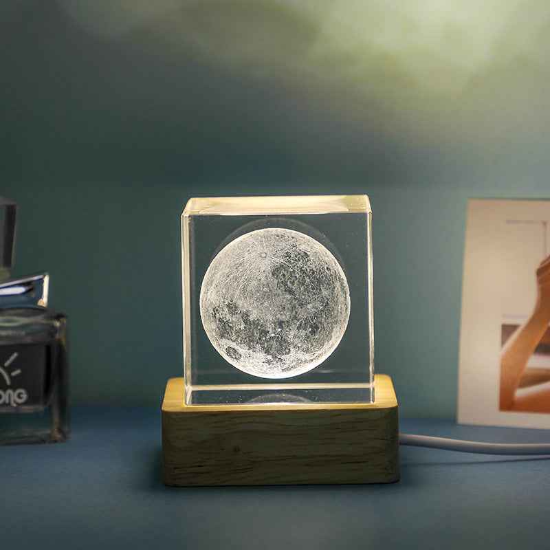 3D Transparent Crystal Cube Desktop Decoration Small Night light - CRYSTALOIL