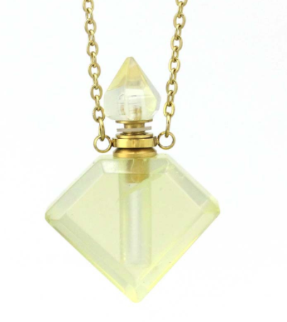 Natural Crystal Diamond Perfume Bottle Aromatherapy Bottle Necklace Pendant - CRYSTALOIL