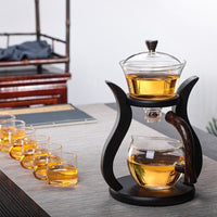 Kung Fu Tea Cup Simple Magnetic Tea Brewing Maker Glass Tea Set - CRYSTALOIL