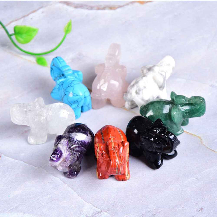 Crystal Elephant Ornament - Handcrafted Carved Elephant Figurine - CRYSTALOIL