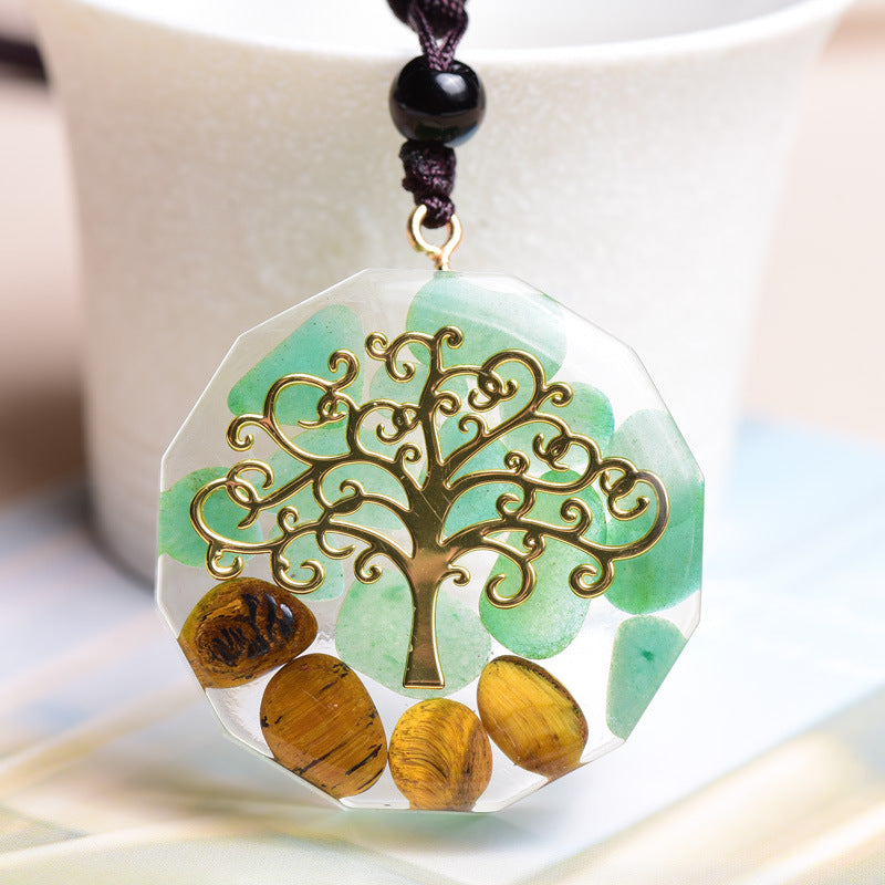 Ogan Energy Tree Of Life Pendant Natural Tiger Eye Stone - Crystalbloomaromatics