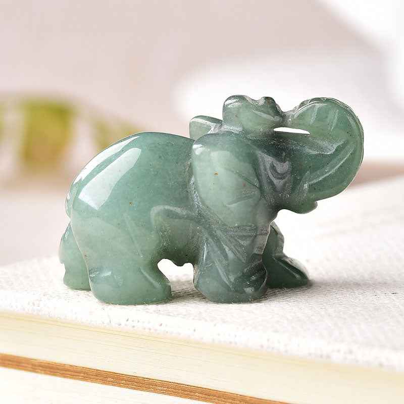 Crystal Elephant Ornament - Handcrafted Carved Elephant Figurine - CRYSTALOIL