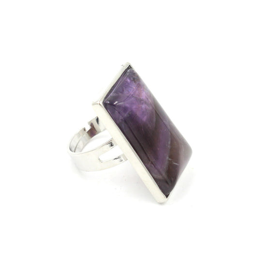 Natural crystal geometric interface men's ring