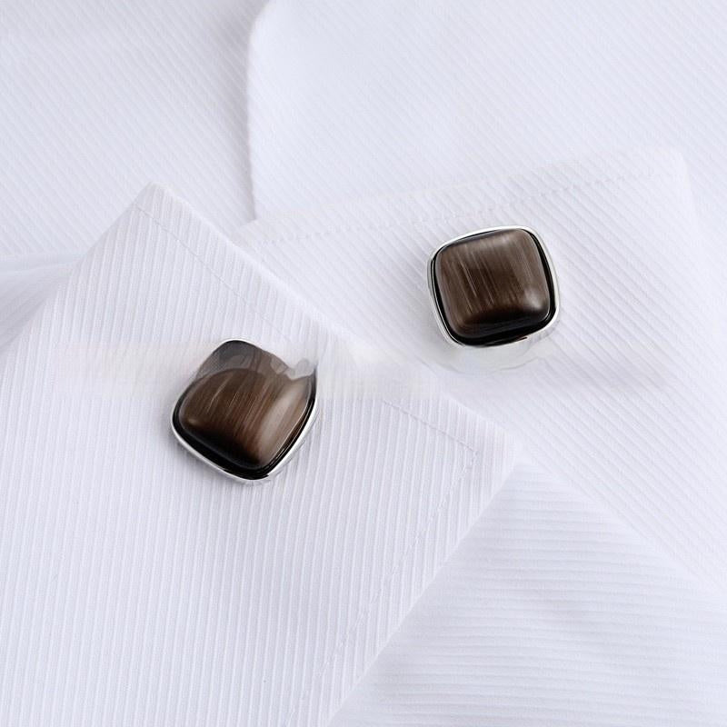 Men's High-end Opal Cufflinks Business Shirt French Cufflink Ornament - CRYSTALOIL