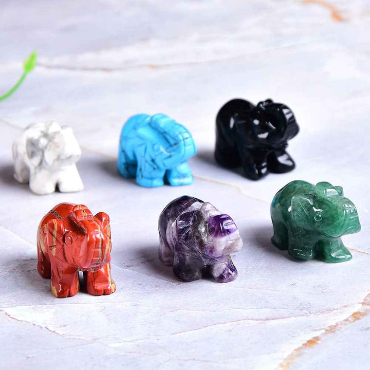 Crystal Elephant Ornament - Handcrafted Carved Elephant Figurine - CRYSTALOIL