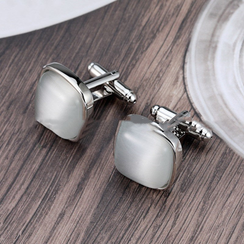 High-end Opal Gentleman Business French Cufflinks - CRYSTALOIL