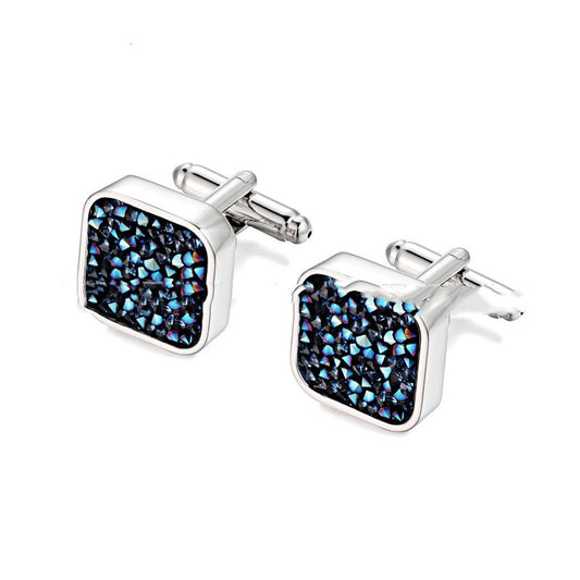 Cufflinks Men's Light Luxury Light Blue Ore Blue Crystal Cufflinks - Crystalbloomaromatics