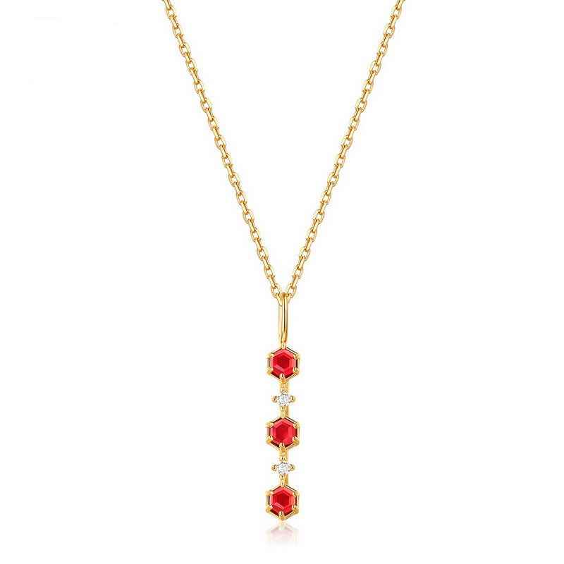 Natural Mozambique Garnet Pendant in Gold-Plated Setting - CRYSTALOIL